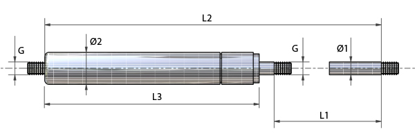 Tekninen piirustus - Ruostumaton teräs (AISI 304) kaasujouset kierteellä