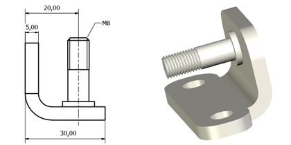 Technical drawing - Endfitting - Brackets mandrel Technical drawing - Endfitting - Brackets mandrel