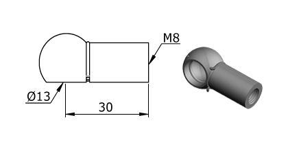 Technical drawing - Endfitting - Ballsocket Technical drawing - Endfitting - Ballsocket